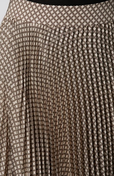  Network Kadın Sarı Pilise Desenli Midi Etek