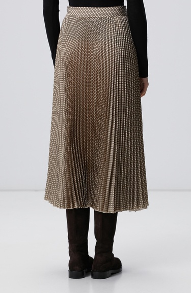  Network Kadın Sarı Pilise Desenli Midi Etek