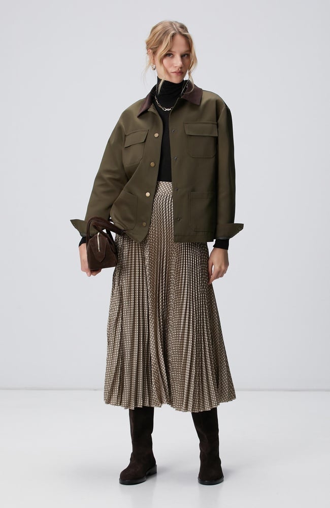  Network Kadın Sarı Pilise Desenli Midi Etek