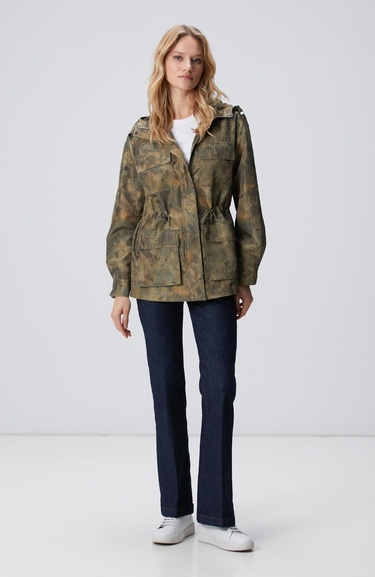  Network Kadın Haki N-Tech Desenli Mont