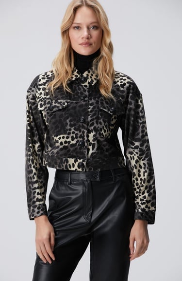  Network Kadın Bej Animal Print Desenli Mont