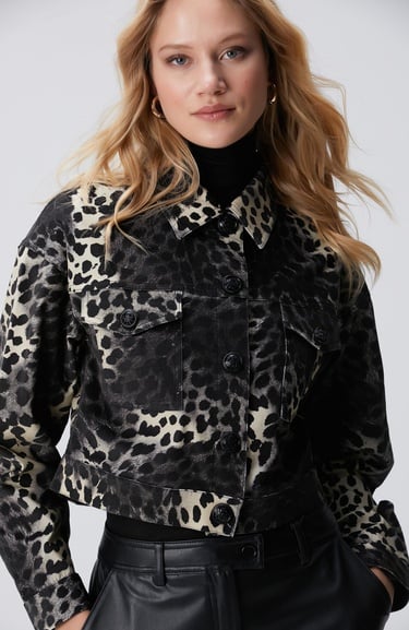  Network Kadın Bej Animal Print Desenli Mont