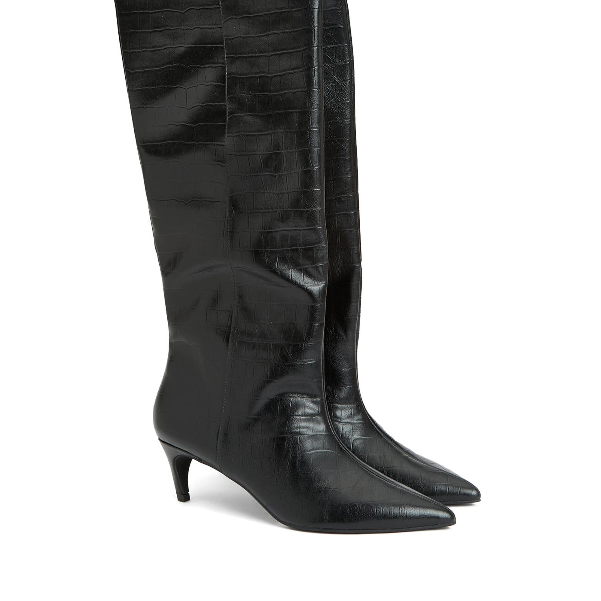 Divarese Kadın Siyah Kroko Desenli Çizme