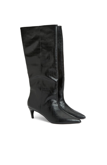  Divarese Kadın Siyah Kroko Desenli Çizme
