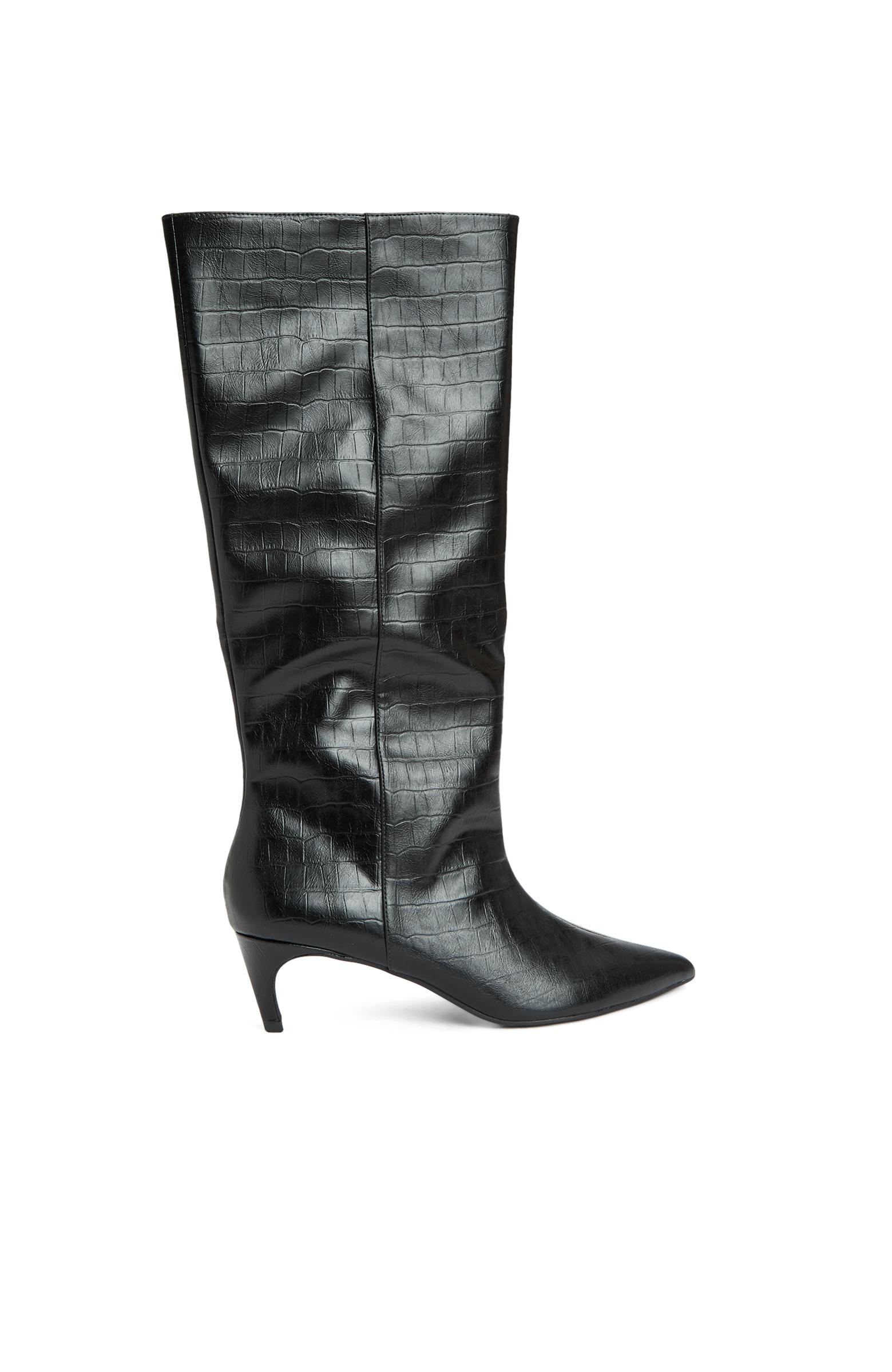  Divarese Kadın Siyah Kroko Desenli Çizme