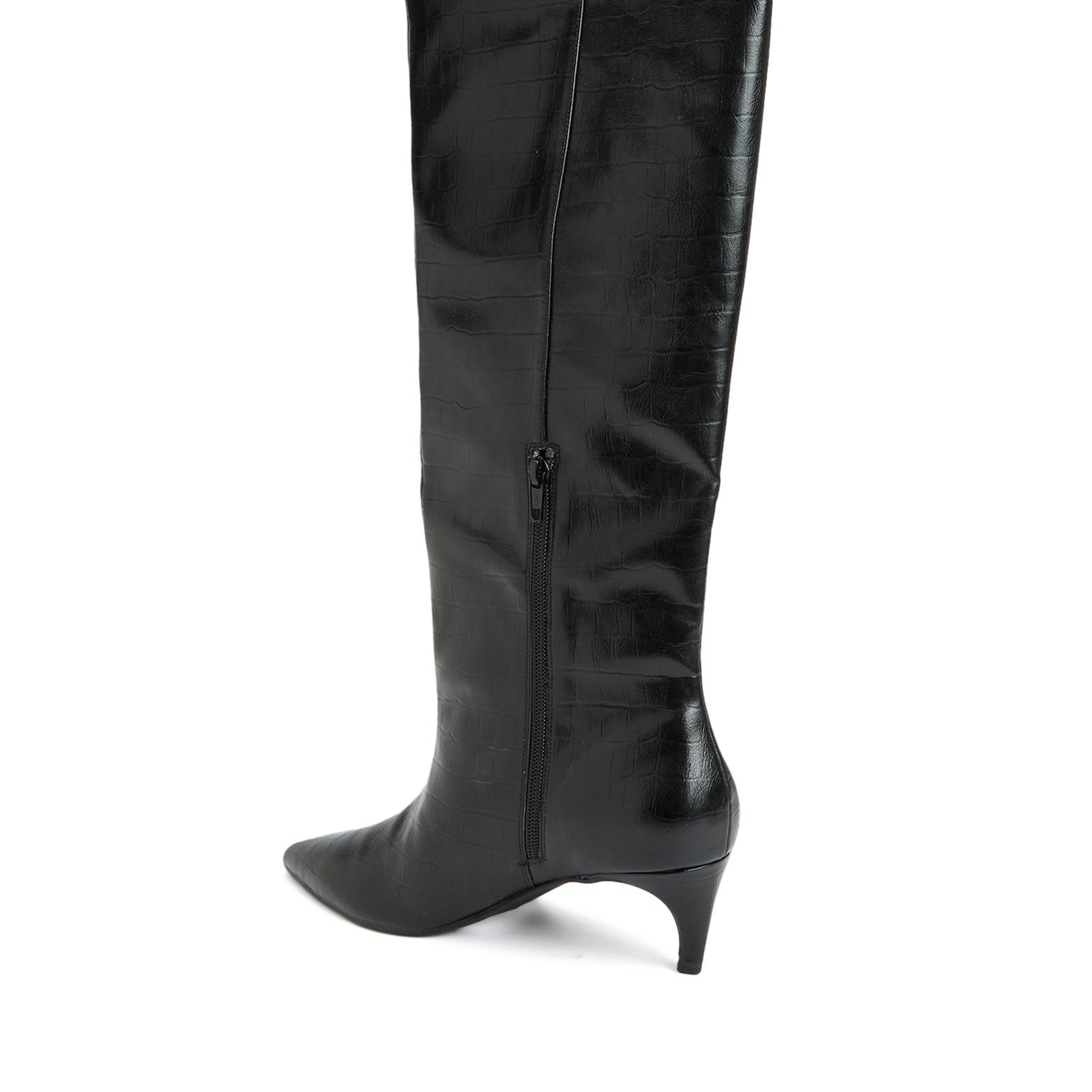 Divarese Kadın Siyah Kroko Desenli Çizme