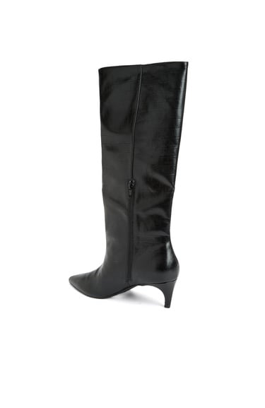  Divarese Kadın Siyah Kroko Desenli Çizme