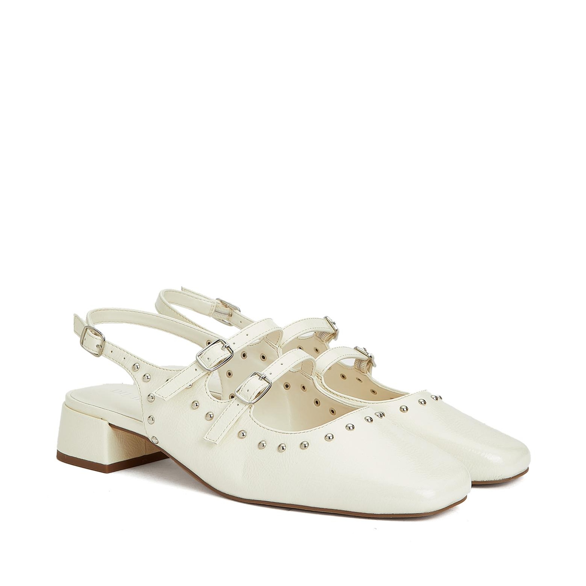 Divarese Kadın Kırık Beyaz Taşlı Babet