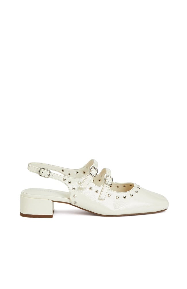  Divarese Kadın Kırık Beyaz Taşlı Babet