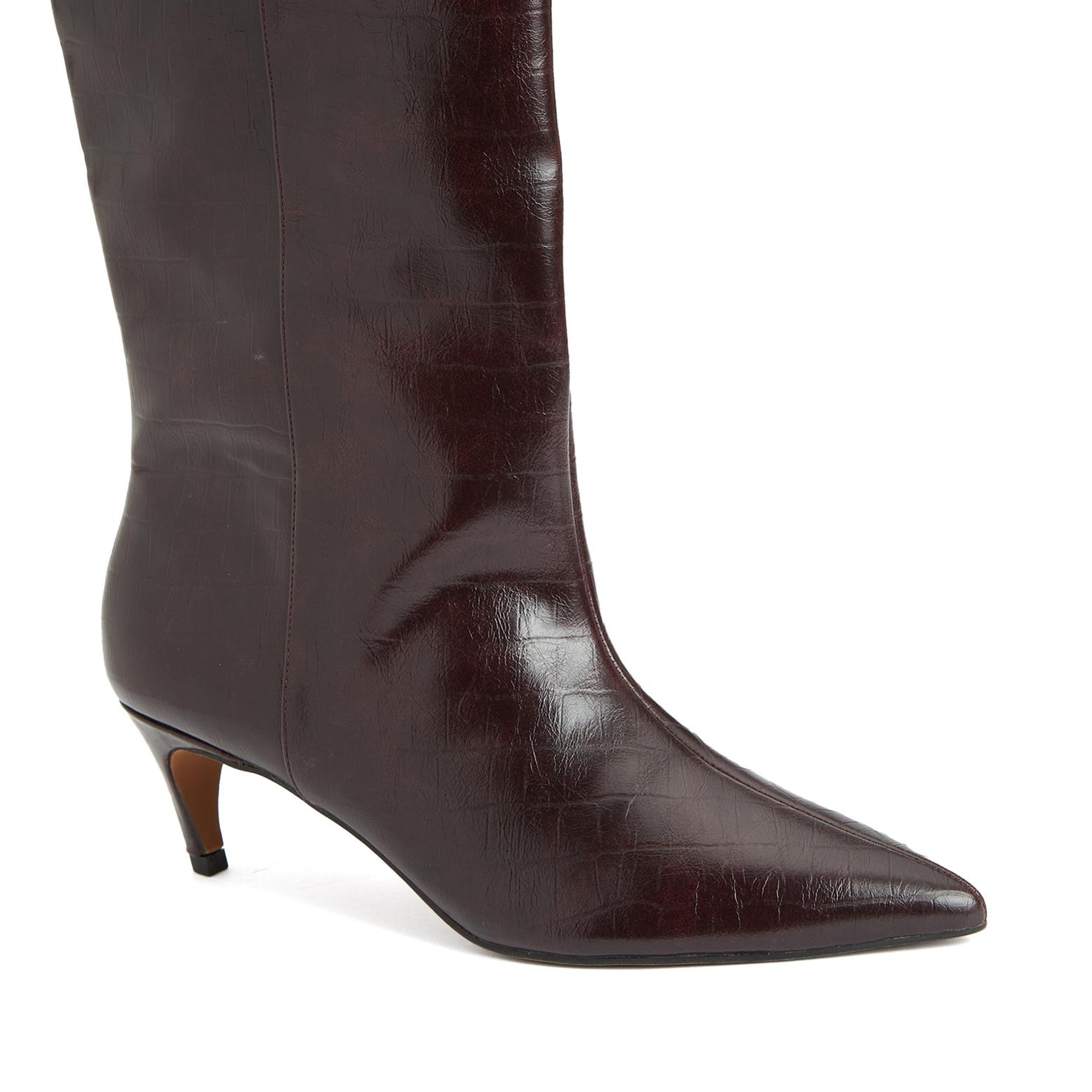 Divarese Kadın Bordo Kroko Desenli Çizme