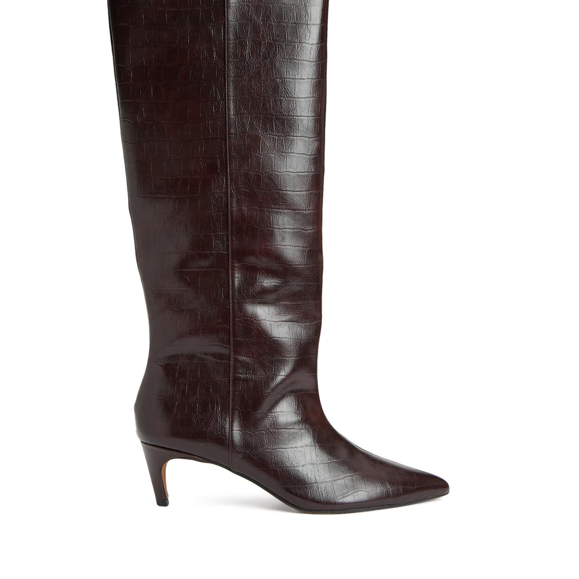 Divarese Kadın Bordo Kroko Desenli Çizme