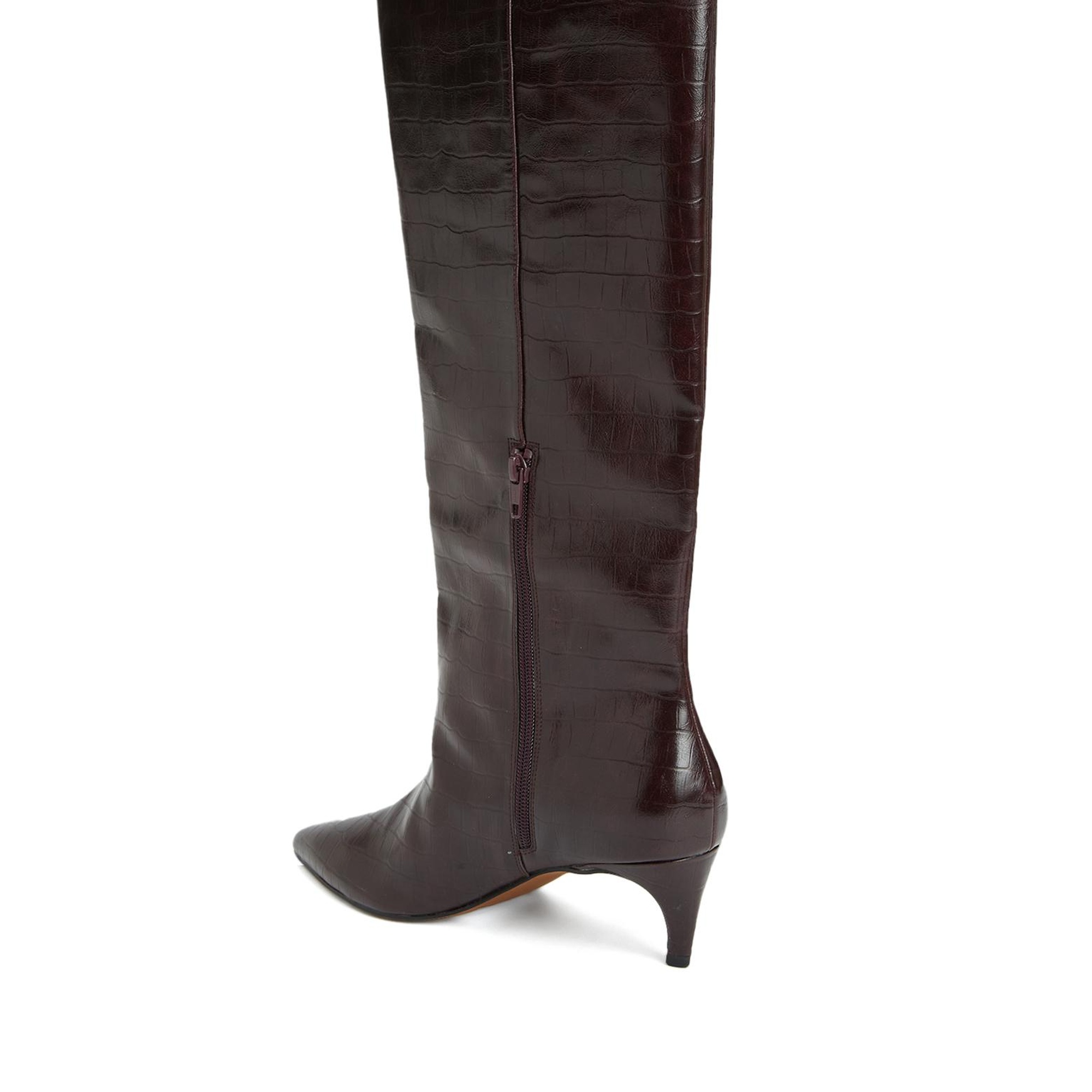 Divarese Kadın Bordo Kroko Desenli Çizme