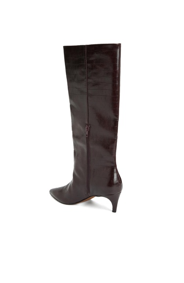  Divarese Kadın Bordo Kroko Desenli Çizme