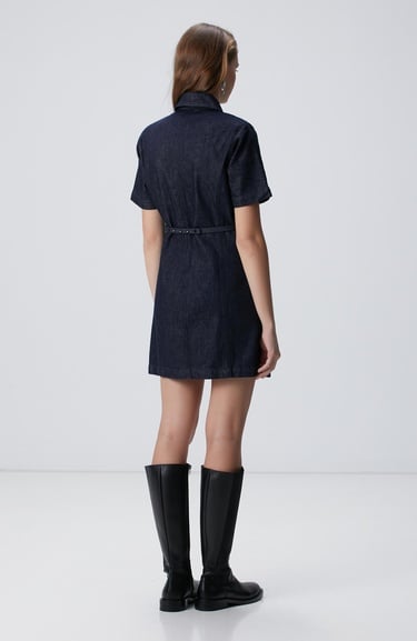  Network Kadın Lacivert Denim Elbise