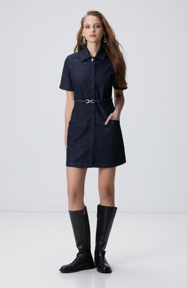  Network Kadın Lacivert Denim Elbise