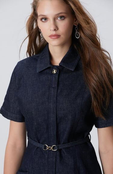  Network Kadın Lacivert Denim Elbise