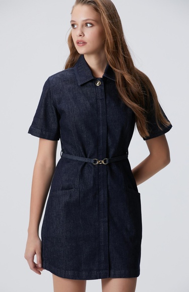  Network Kadın Lacivert Denim Elbise