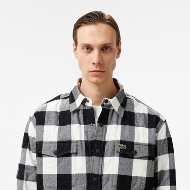  Lacoste Ekose Kareli Erkek Siyah Gömlek