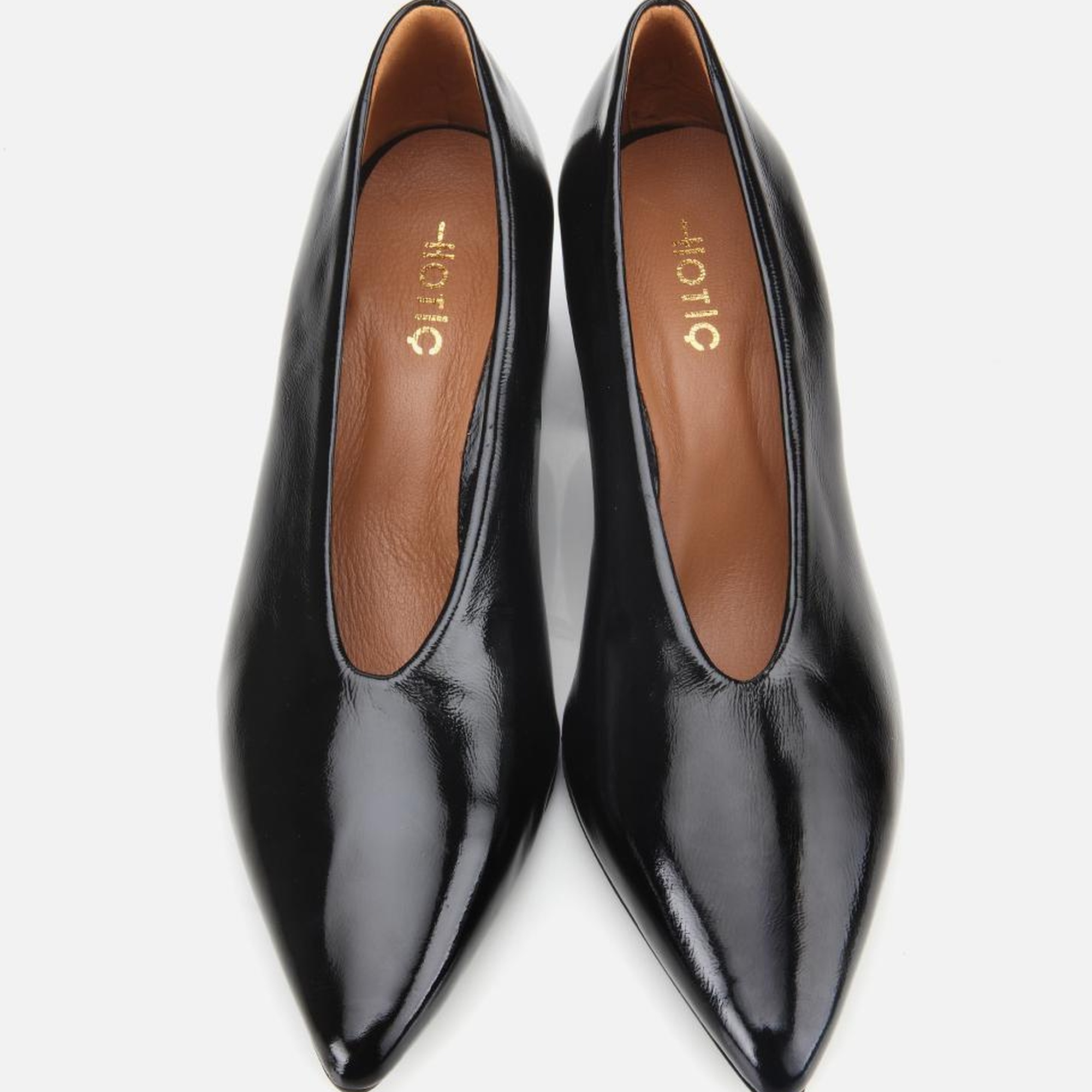 Kadın Rugan Deri Siyah Yumuşak Dokulu Kalın Topuklu Ayakkabı