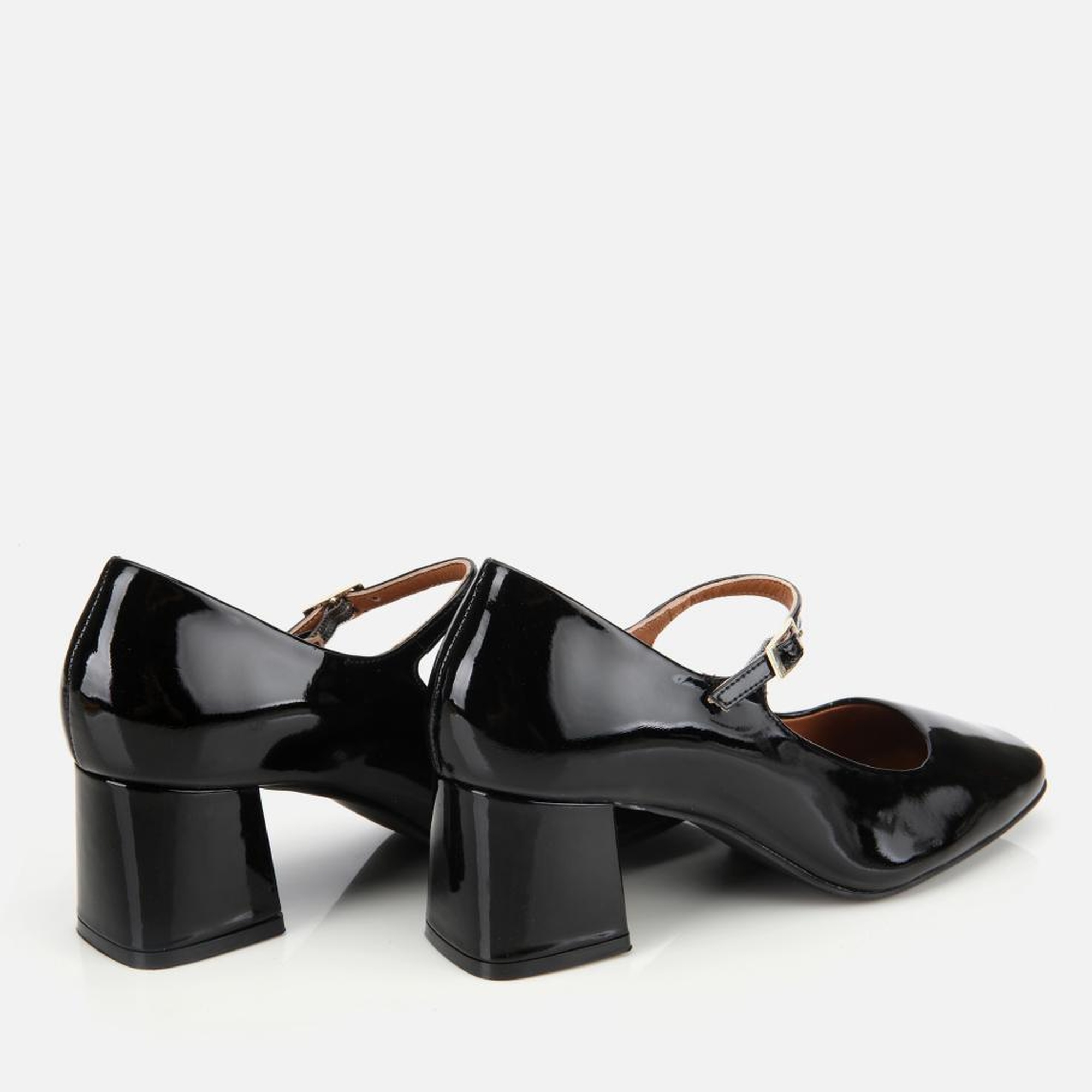 Kadın Rugan Deri Sİyah Mary Jane Kalın Topuklu Ayakkabı