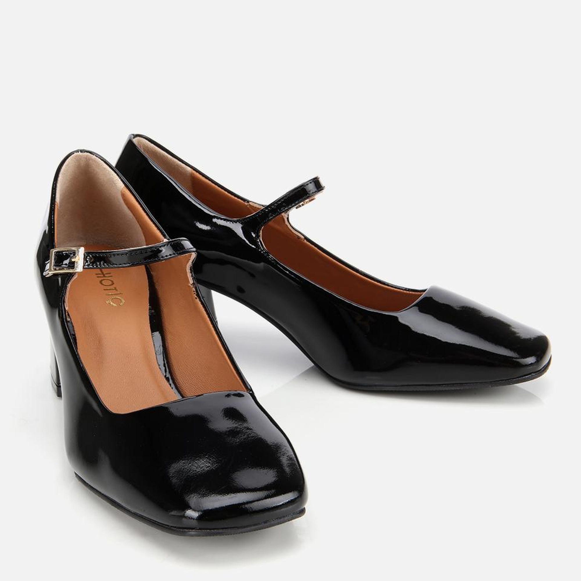 Kadın Rugan Deri Sİyah Mary Jane Kalın Topuklu Ayakkabı