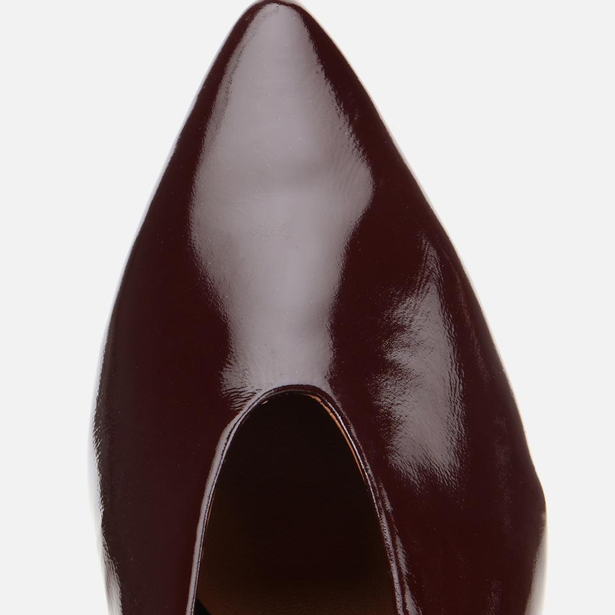 Kadın Rugan Deri Bordo Yumuşak Dokulu Kalın Topuklu Ayakkabı