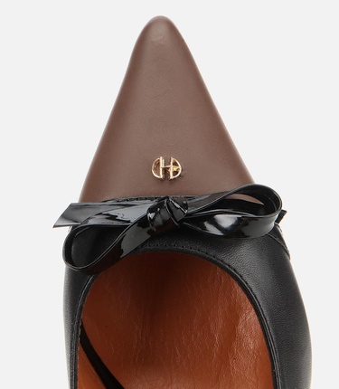  Kadın Deri Siyah Fiyonk Detaylı İnce Topuklu Stiletto