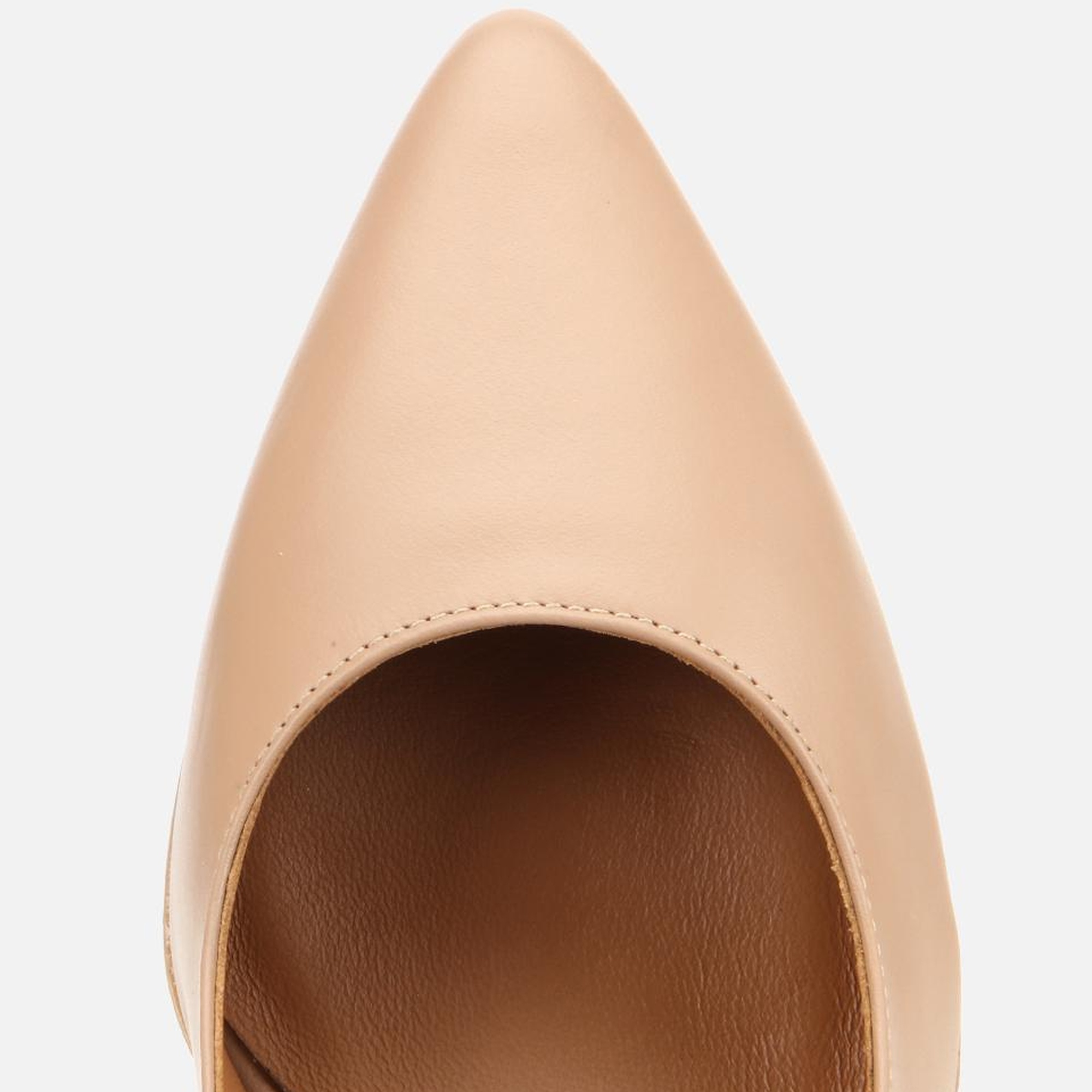 Kadın Deri Bej Esnek Tabanlı İnce Topuklu Stiletto