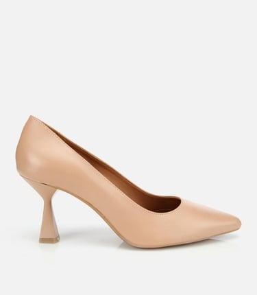  Kadın Deri Bej Esnek Tabanlı İnce Topuklu Stiletto