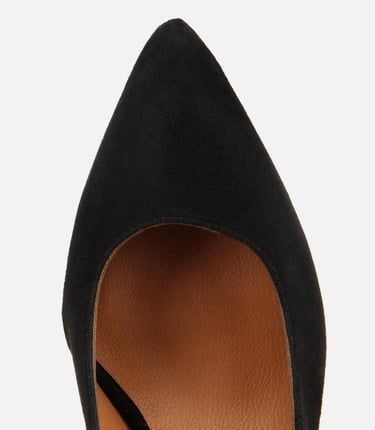  Kadın Süet Deri Siyah Esnek Tabanlı İnce Topuklu Stiletto