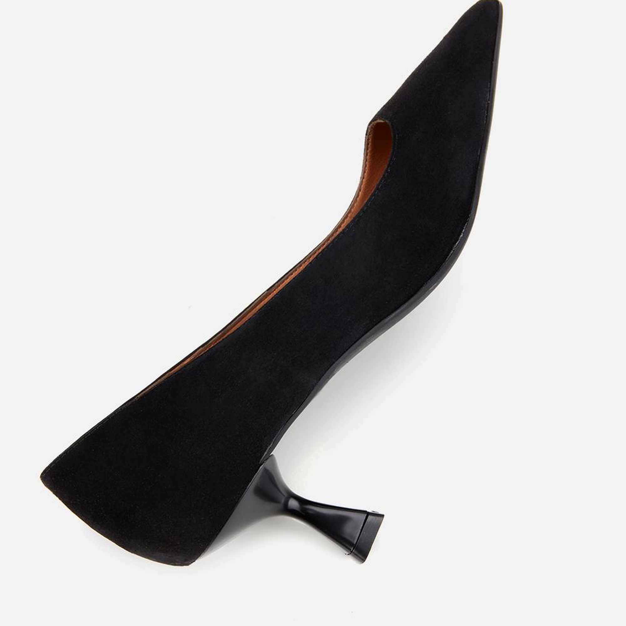 Kadın Süet Deri Siyah Esnek Tabanlı İnce Topuklu Stiletto