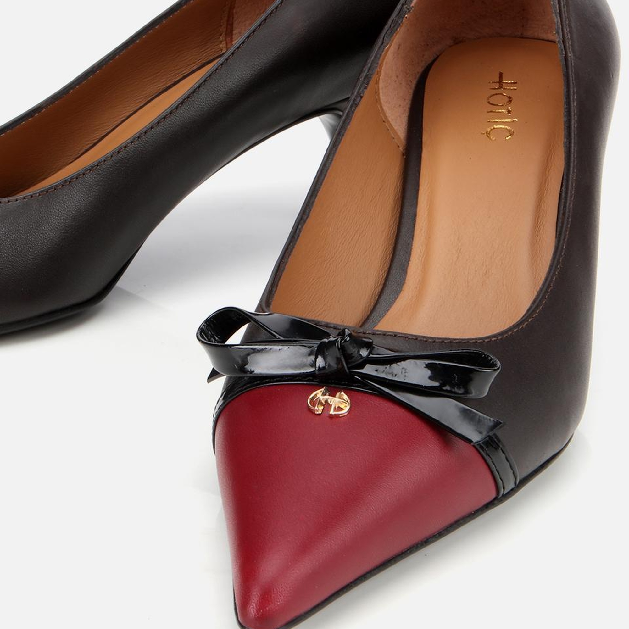 Kadın Deri Bordo Fiyonk Detaylı İnce Topuklu Stiletto