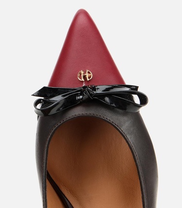  Kadın Deri Bordo Fiyonk Detaylı İnce Topuklu Stiletto