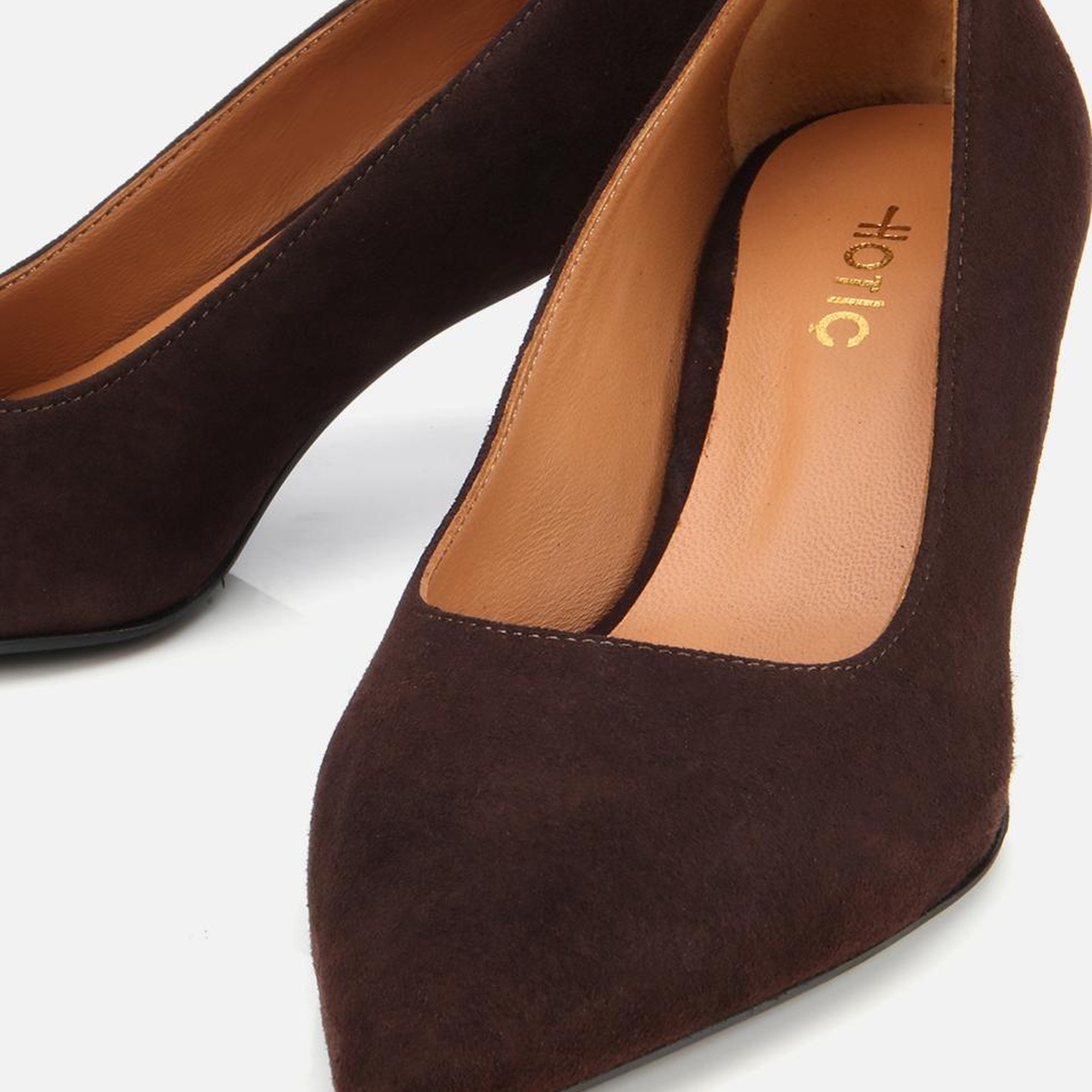 Kadın Süet Deri Kahverengi Esnek Tabanlı İnce Topuklu Stiletto