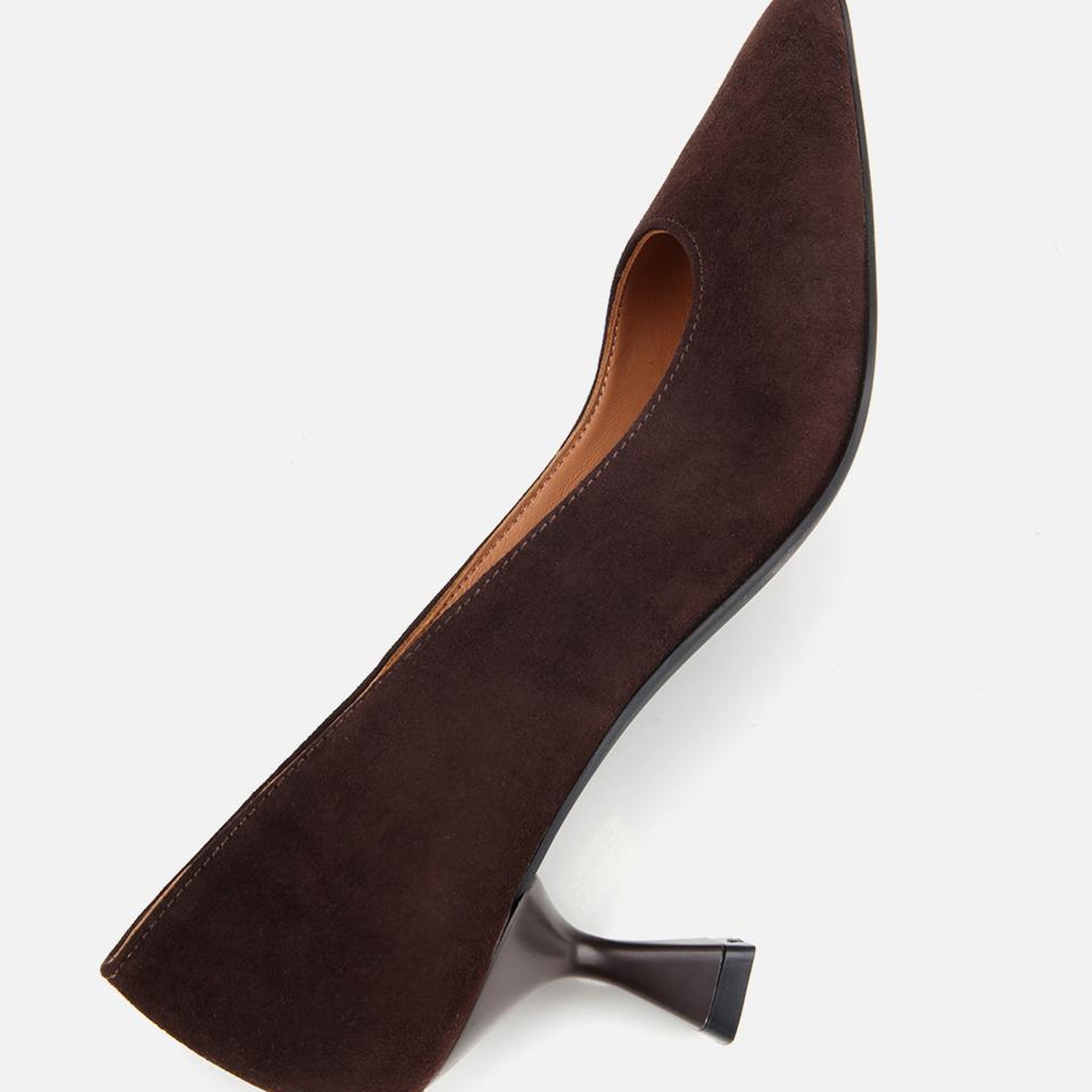 Kadın Süet Deri Kahverengi Esnek Tabanlı İnce Topuklu Stiletto