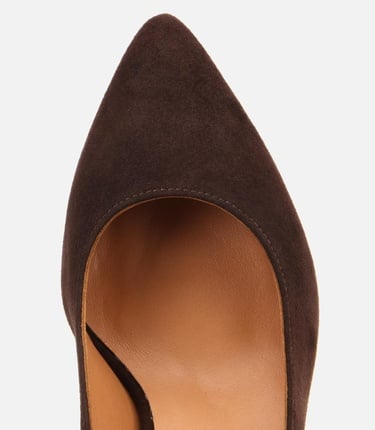  Kadın Süet Deri Kahverengi Esnek Tabanlı İnce Topuklu Stiletto