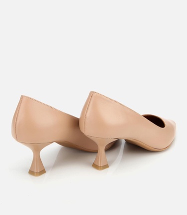  Kadın Deri Bej Esnek Tabanlı Stiletto