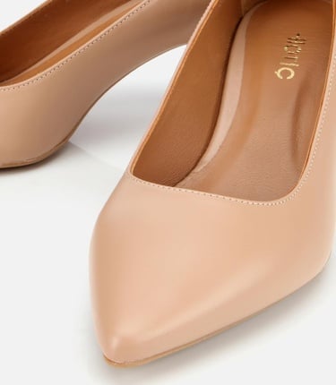  Kadın Deri Bej Esnek Tabanlı Stiletto