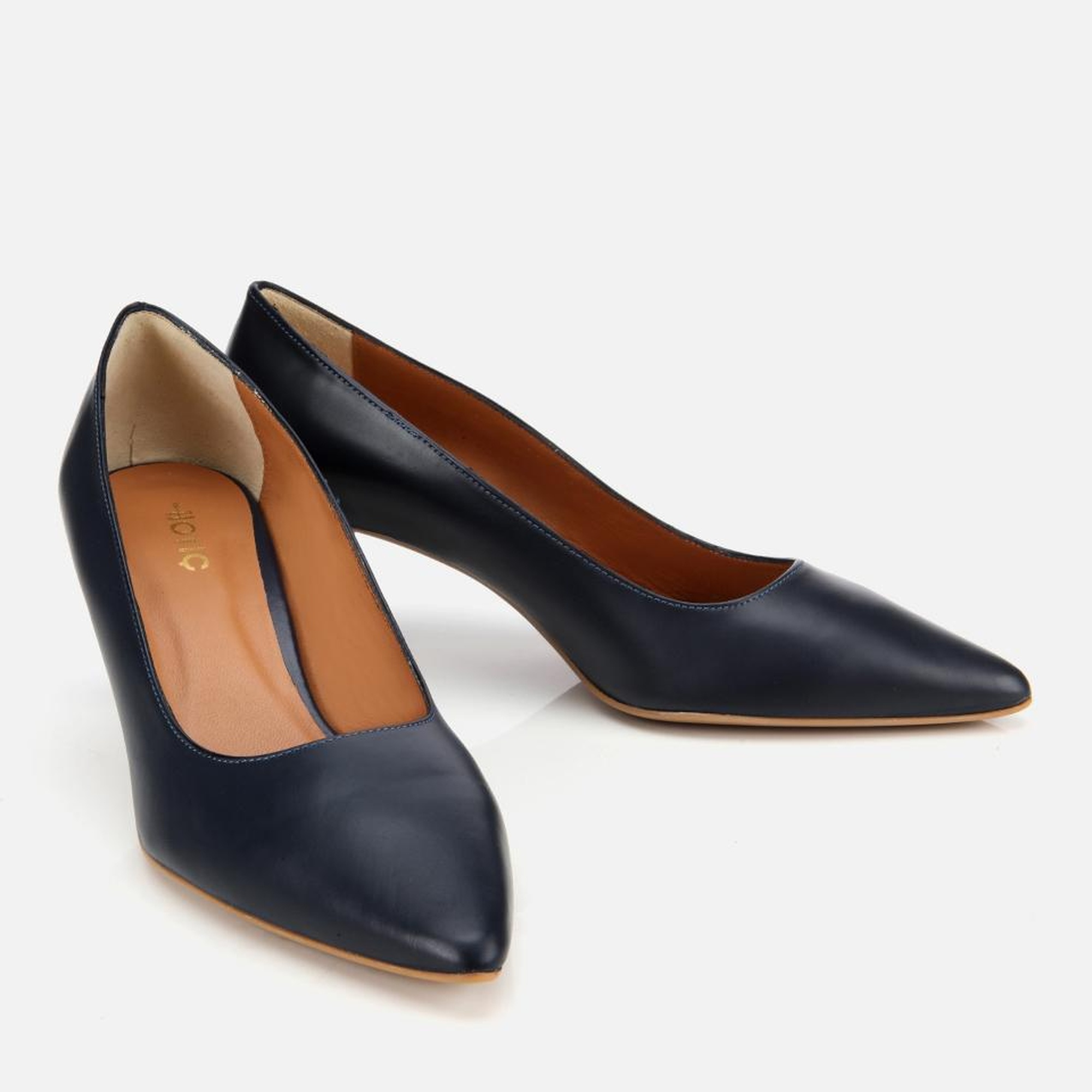 Kadın Deri Lacivert Esnek Tabanlı İnce Topuklu Stiletto