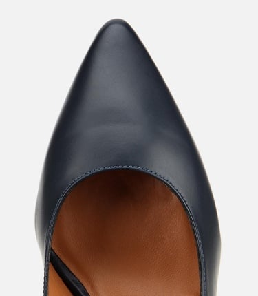  Kadın Deri Lacivert Esnek Tabanlı İnce Topuklu Stiletto