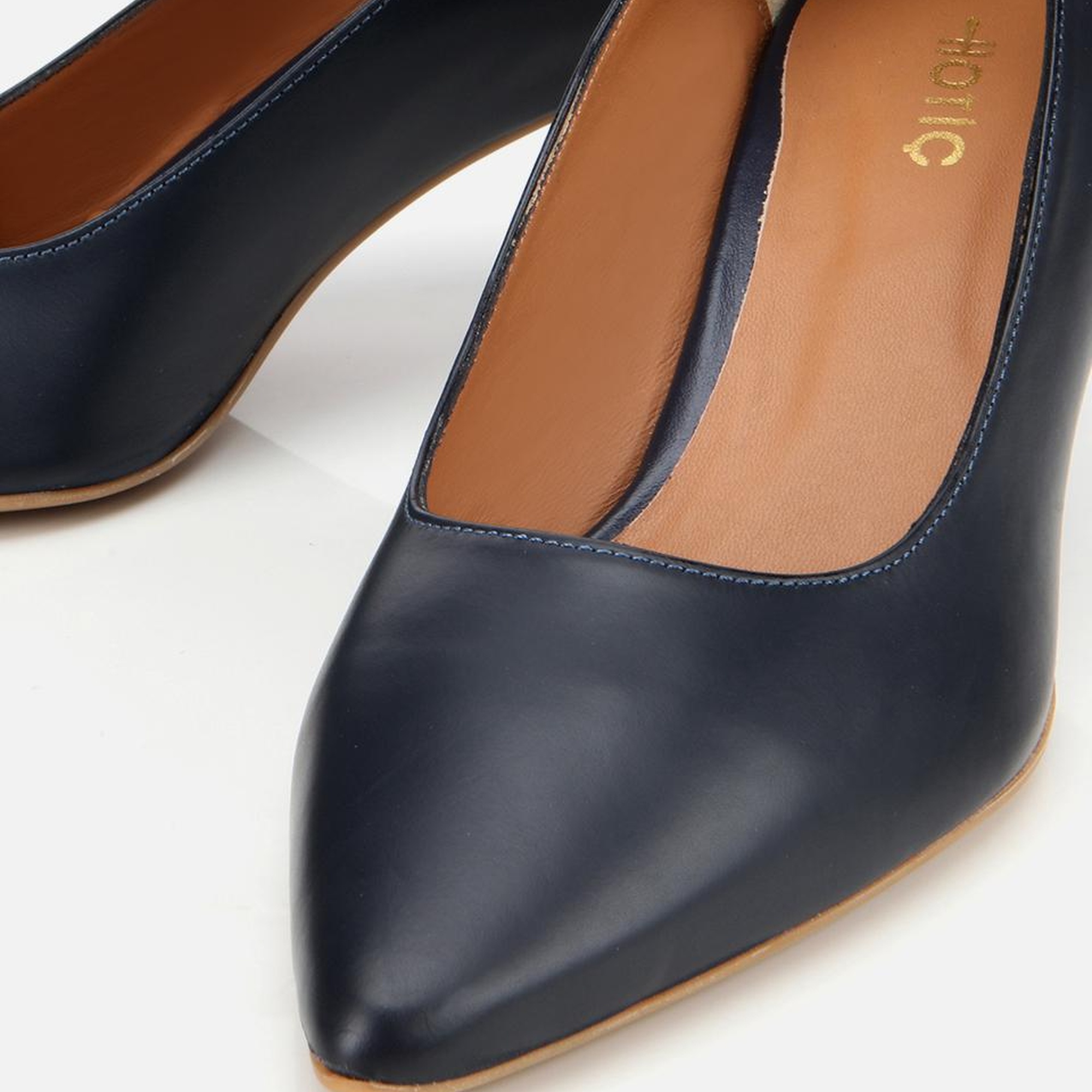 Kadın Deri Lacivert Esnek Tabanlı İnce Topuklu Stiletto