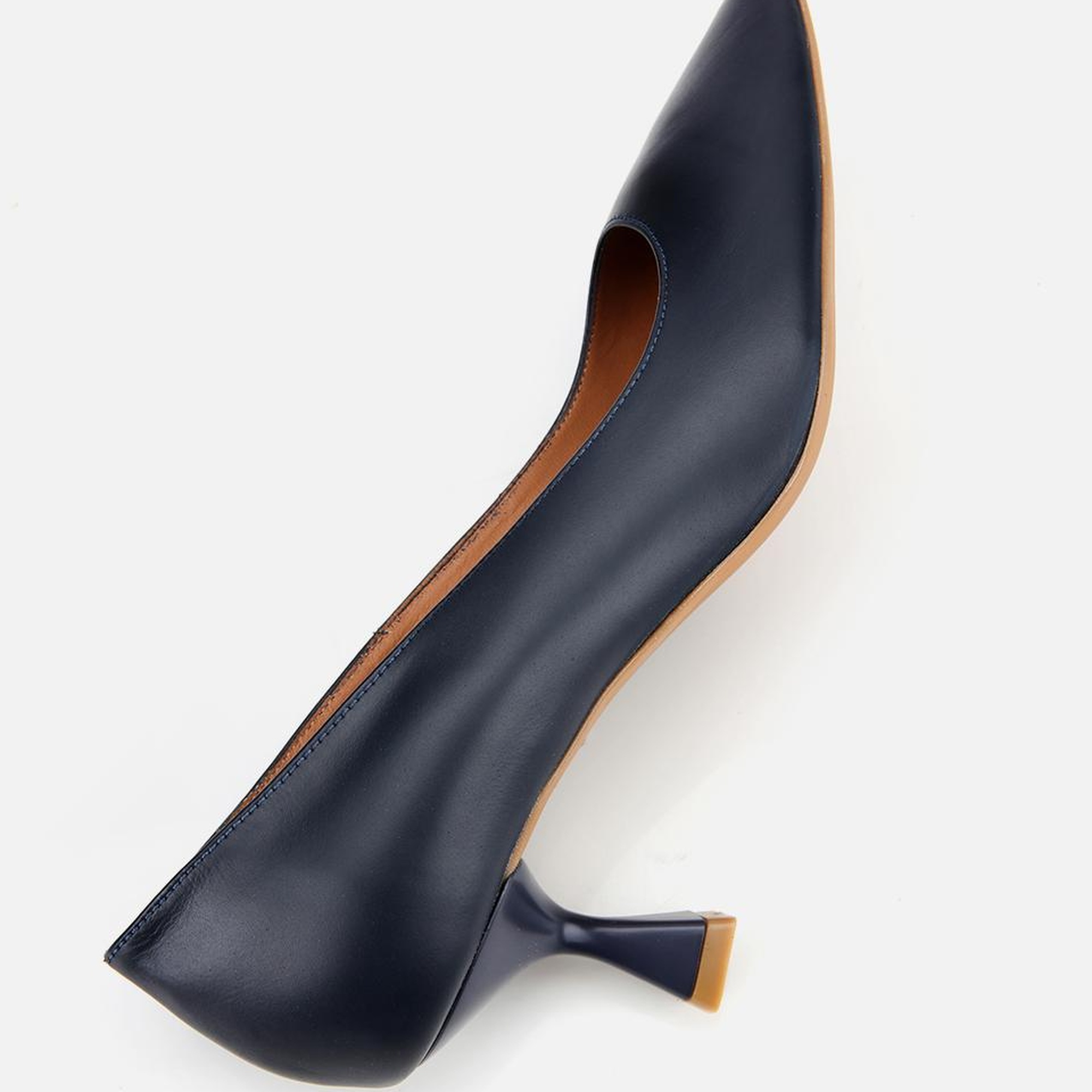 Kadın Deri Lacivert Esnek Tabanlı İnce Topuklu Stiletto