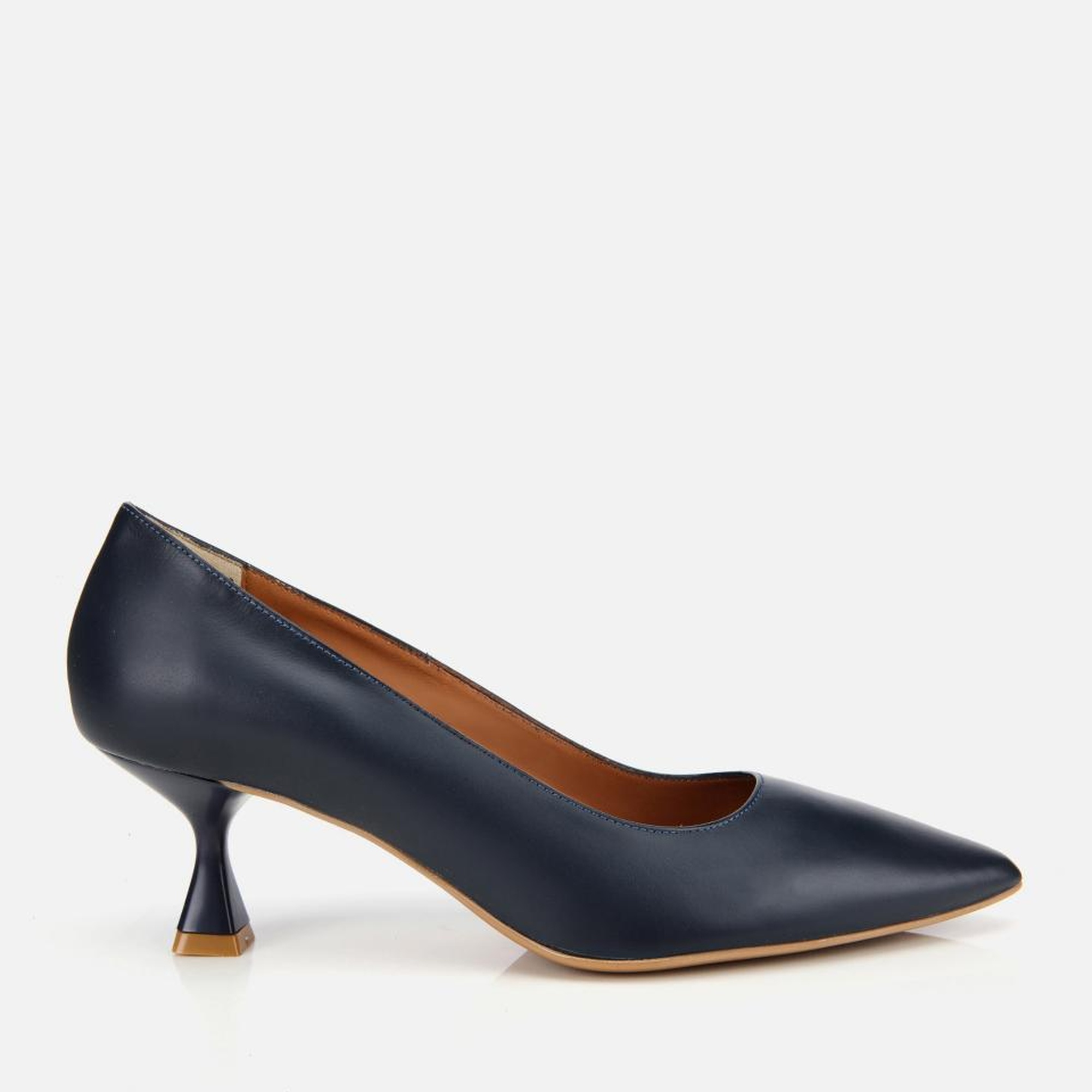 Kadın Deri Lacivert Esnek Tabanlı İnce Topuklu Stiletto