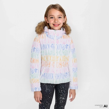  Roxy Jet Ski Çocuk Beyaz Kayak Montu