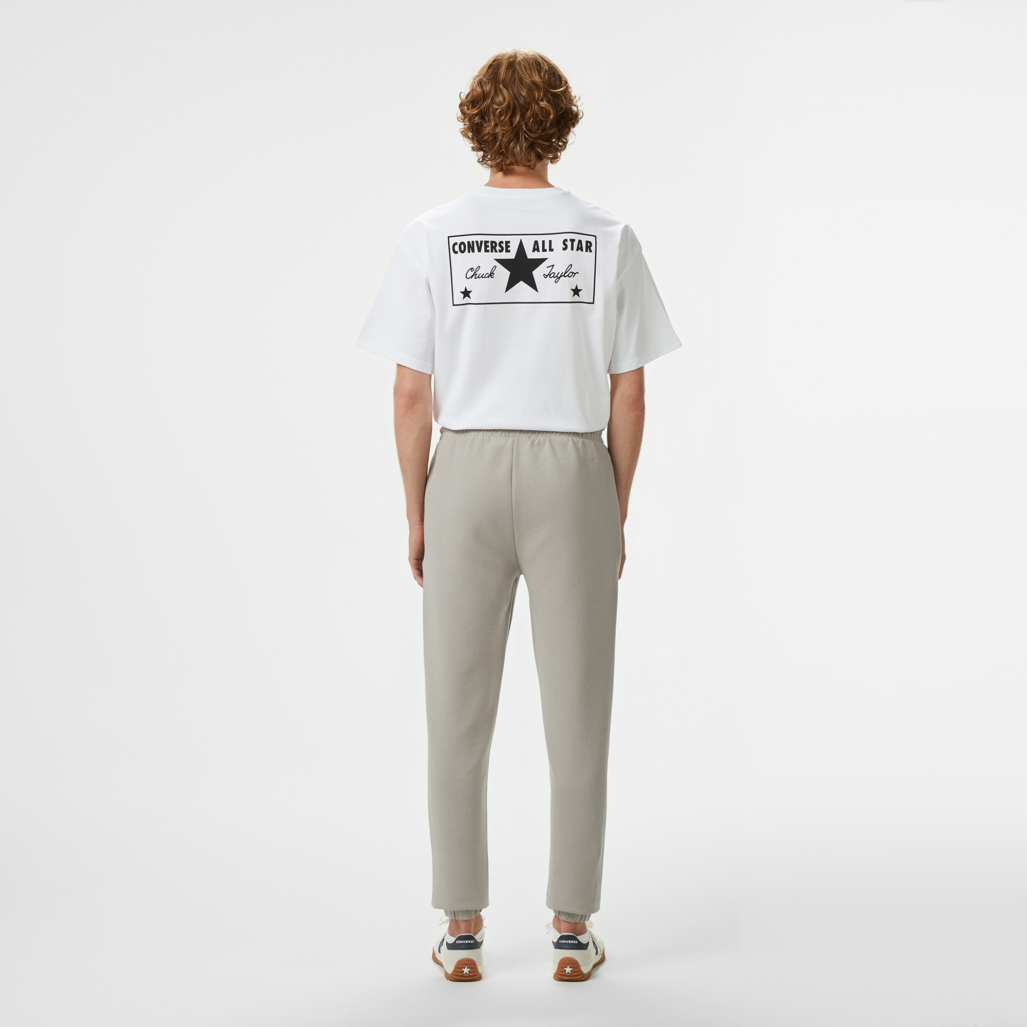 Converse Star Chevron Baskılı Erkek Oversize Fit Gri Eşofman Altı