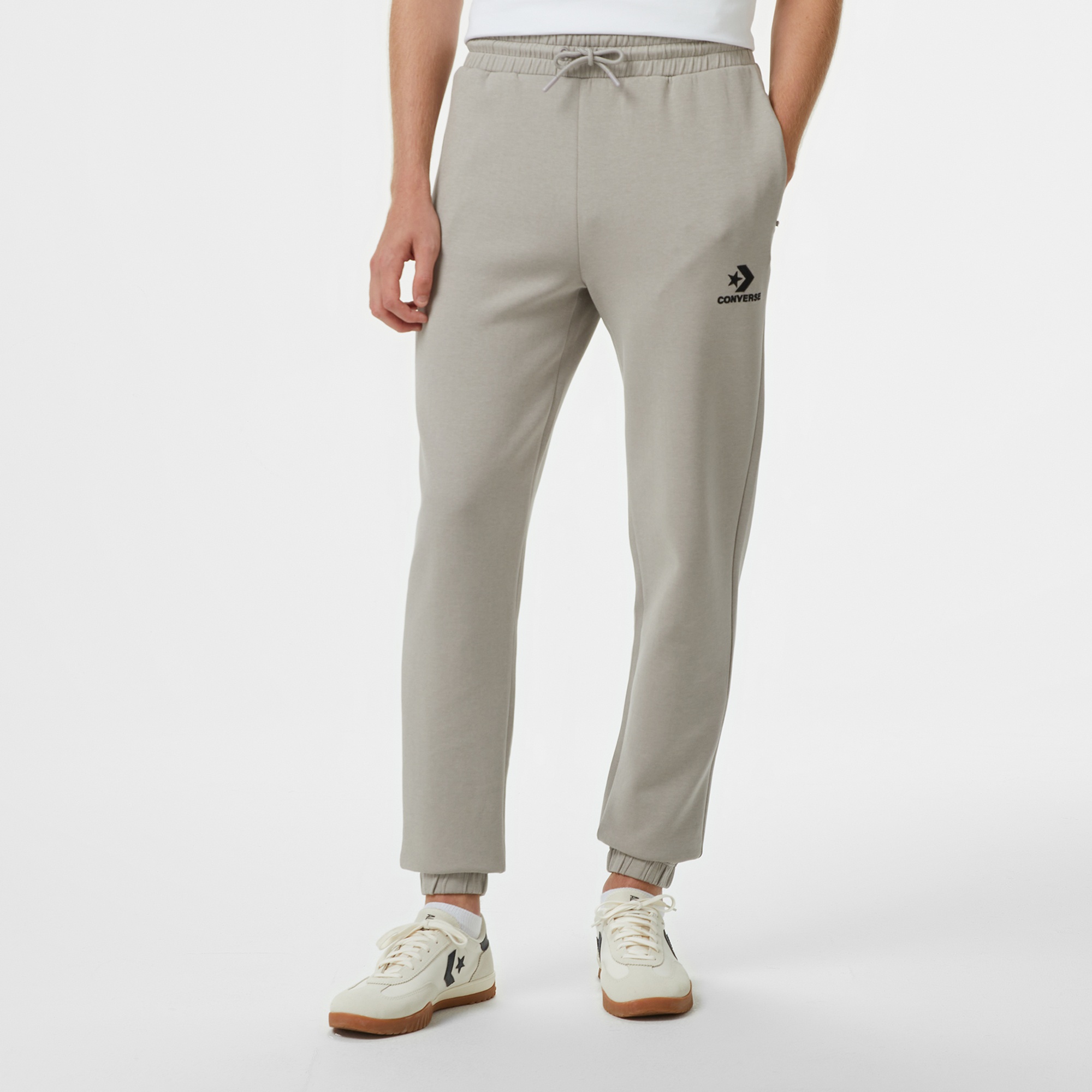 Converse Star Chevron Baskılı Erkek Oversize Fit Gri Eşofman Altı