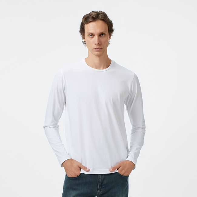  Nautica Erkek Beyaz Classic Fit Uzun Kollu T-Shirt