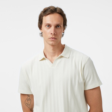  Nautica Erkek Krem Classic Fit Polo Yaka T-Shirt
