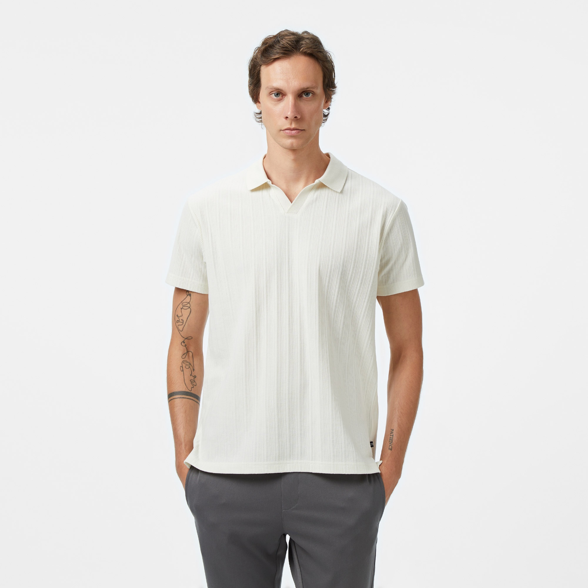 Nautica Erkek Krem Rengi Classic Fit Polo Yaka T-Shirt