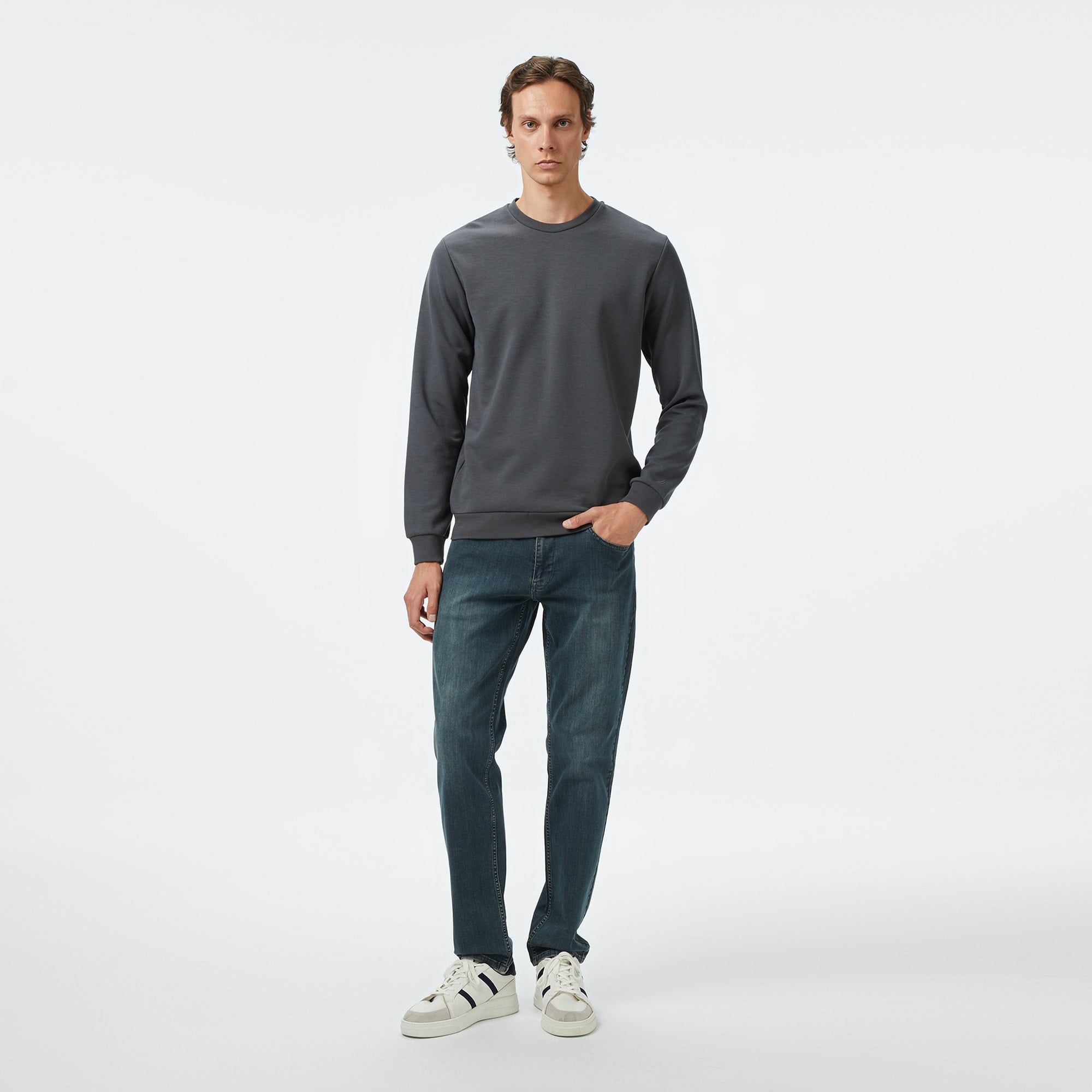 Nautica Erkek Gri Classic Fit Sweatshirt